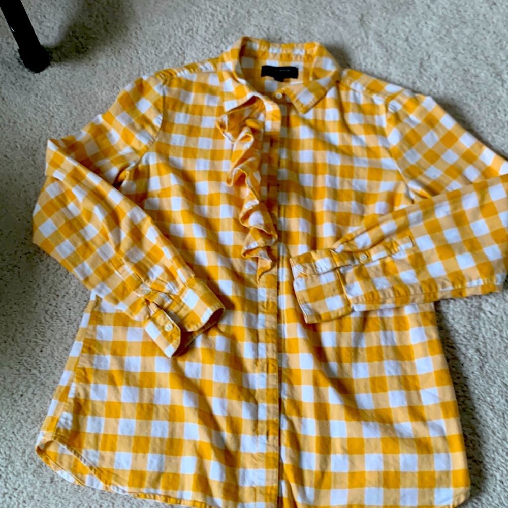 Flannel Plaid Shirt with Cute Ruffle Detail